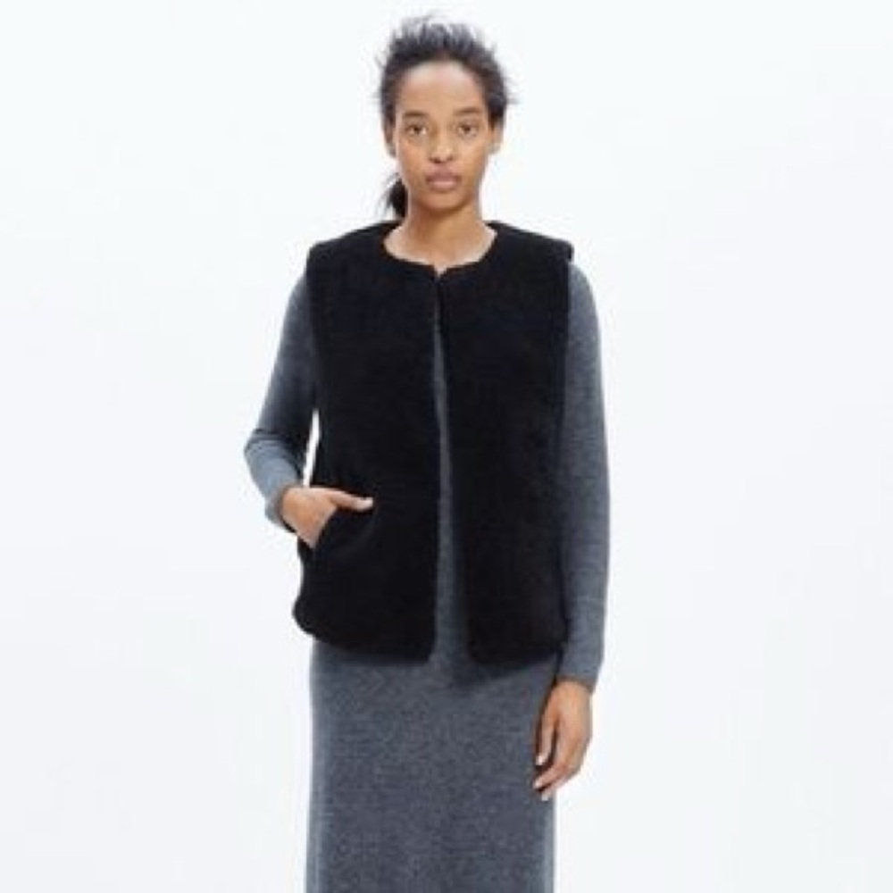 Madewell Black Shearling Vest